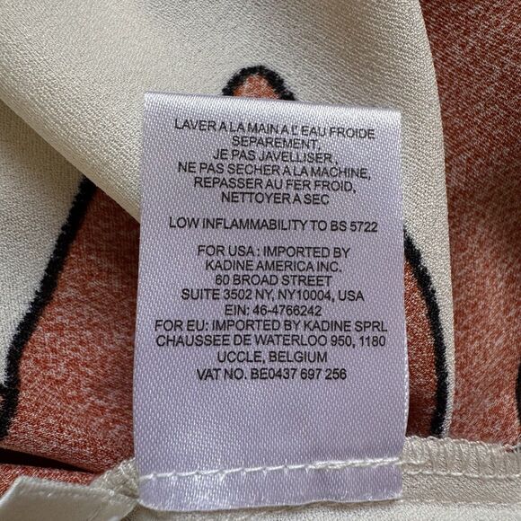 Essentiel Antwerp Womens Top White Textured Silk Floral Bell Sleeves Mod Size 36 - Picture 14 of 14